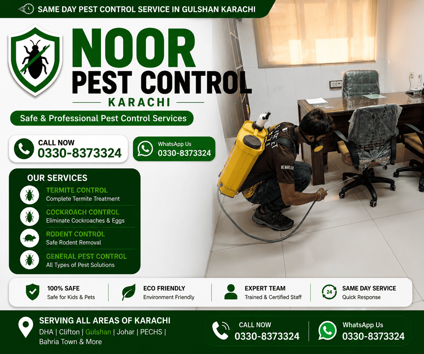 SAME DAY PEST CONTROL SERVICE IN GULSHAN KARACHI