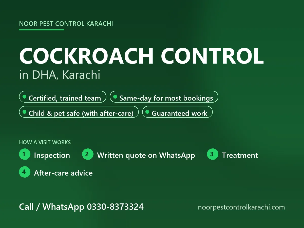 Cockroach control in DHA, Karachi - Noor Pest Control