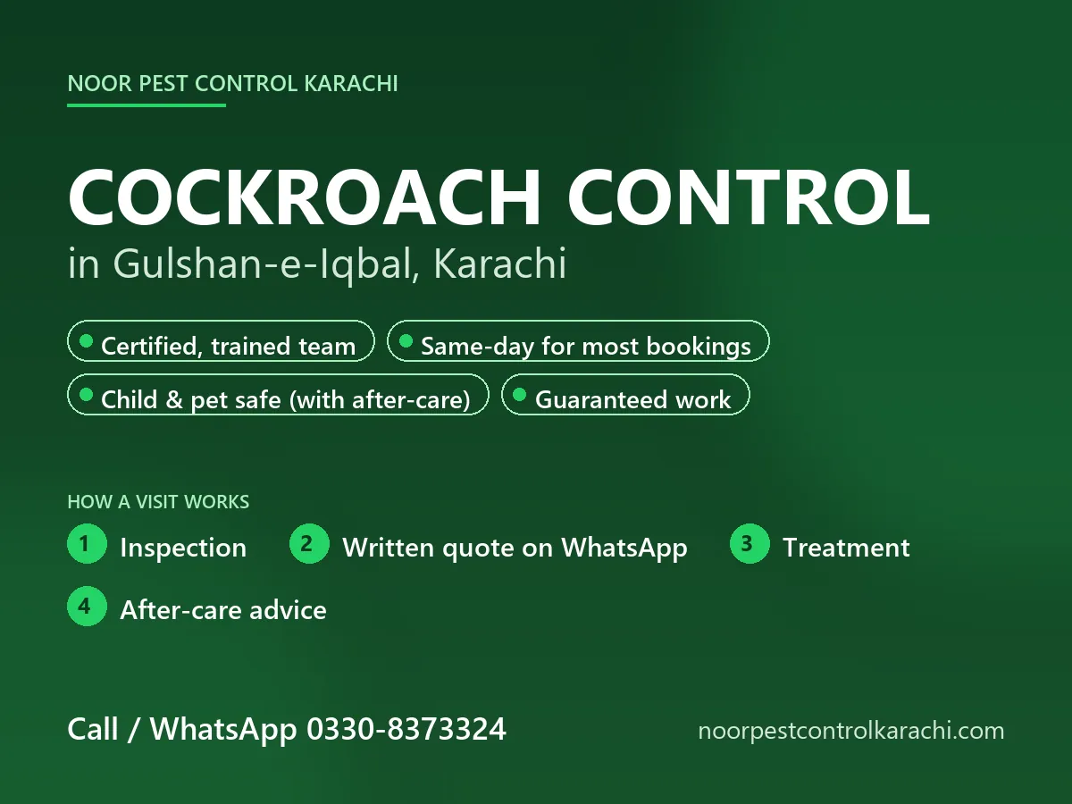 Cockroach control in Gulshan-e-Iqbal, Karachi - Noor Pest Control