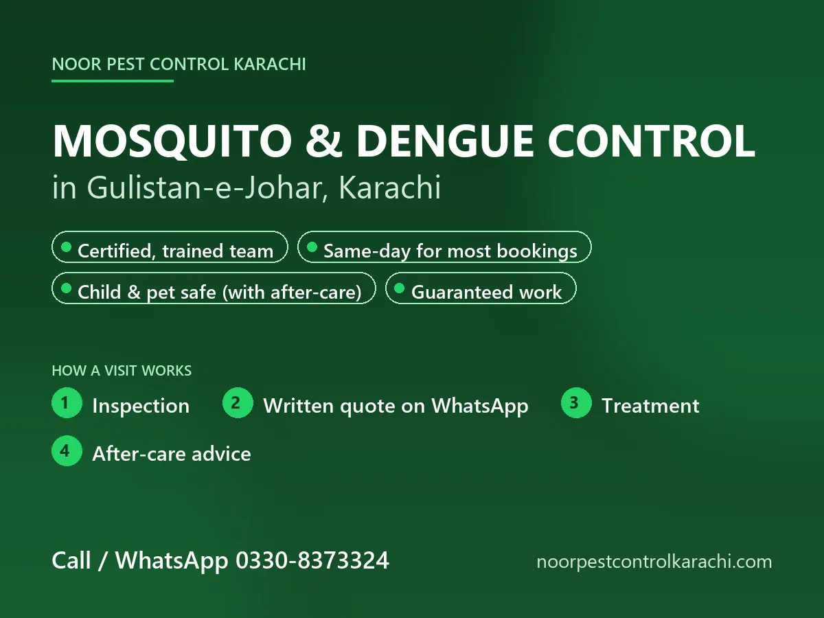 Mosquito and dengue control in Gulistan-e-Johar, Karachi - Noor Pest Control
